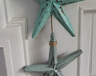 Star fish,garland,nautical decor,coastal,lightweight wood,seaglass,seafoam,cottage whit,beach house,lake house,wall decor,coastal farmhouse