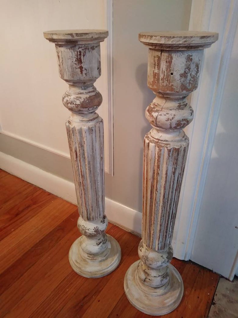 26 Inch Candle Stands Wood Topiary Standscandle Etsy