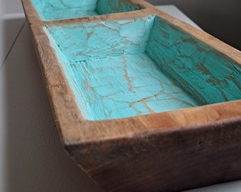 half Fiesta bowl,dough bowl,wood,farmhouse, country,hand carved,table decor,seafoam,distressed,kitchen decor,centerpiece,coastal,beach house