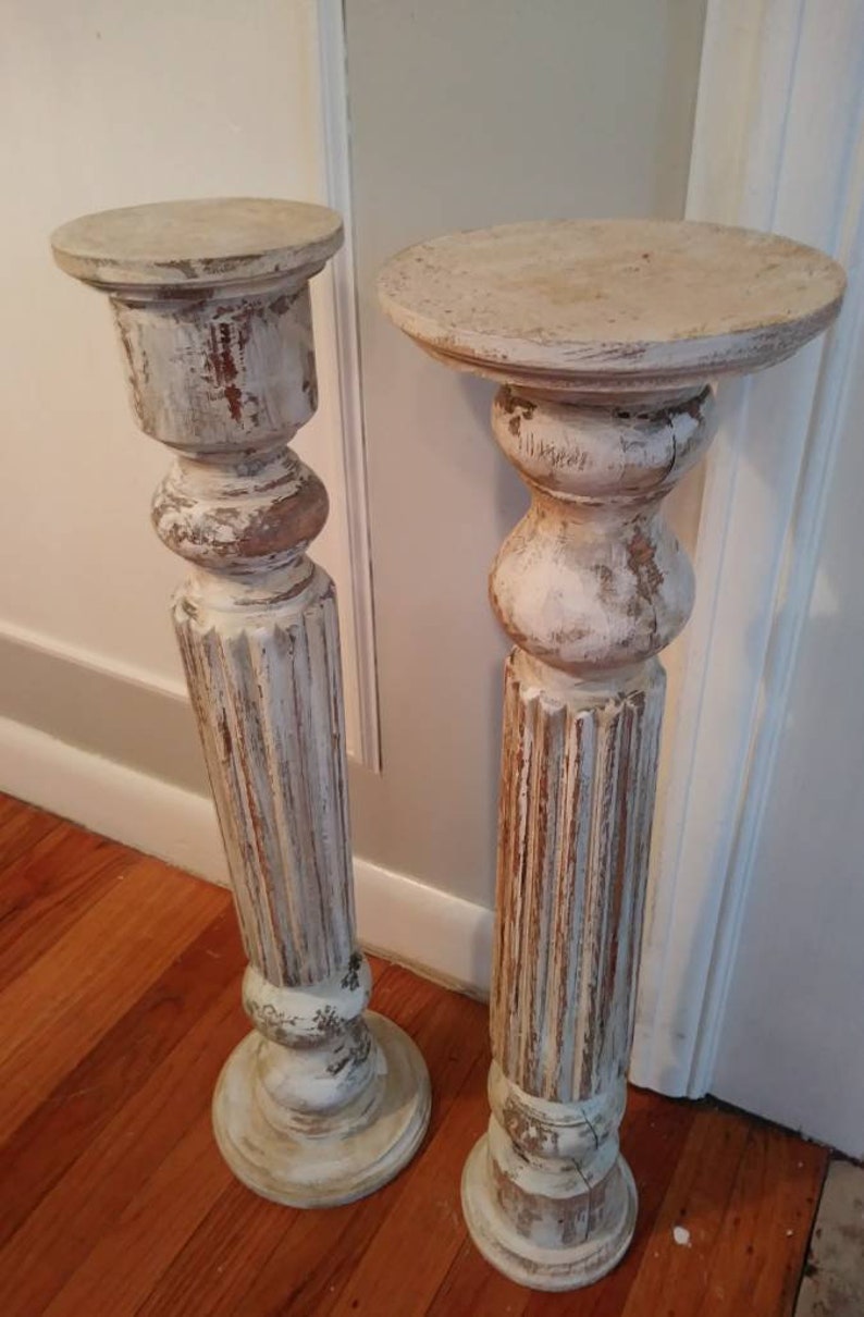 26 Inch Candle Stands Wood Topiary Standscandle Etsy