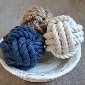 Monkey fist,nautical knot,beach decor,air bnb decor,dough bowl filler,beach wedding,nautical decor,coastal wedding,sailor knots,lake house