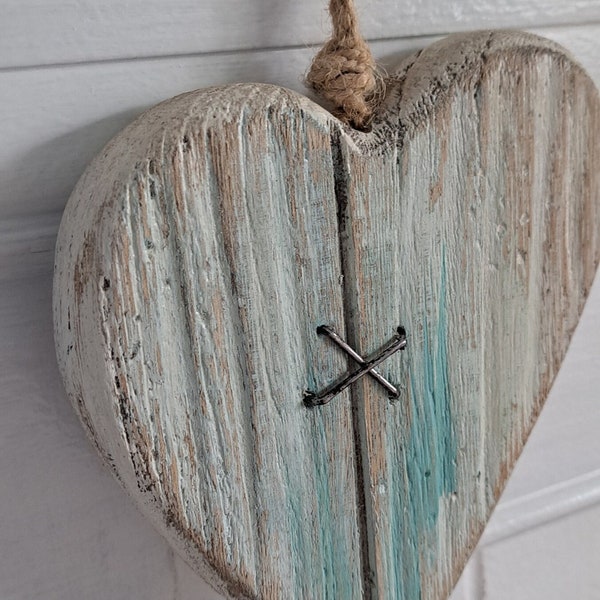 Heart,wood heart,nautical decor,coastal,lightweight wood,seafoam,white,beach house,lake house,wall decor,boat,beach wedding,shiplap style