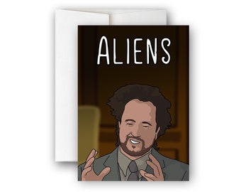 ALIENS Greeting Card with Envelope (+ option for Digital Download) Aliens Guy