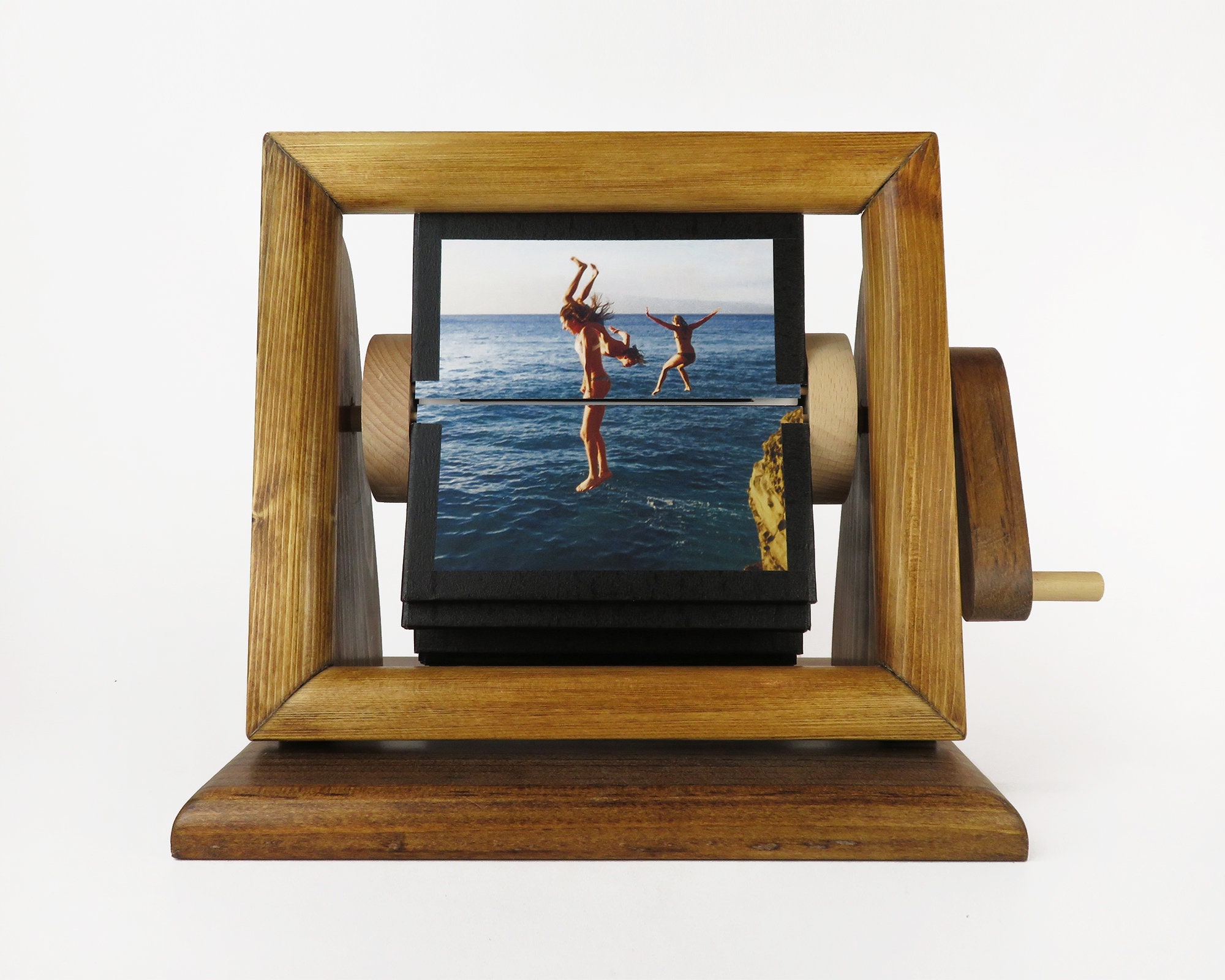 CUSTOM WOOD FLIPBOOK-- Handcrafted 16 Image Photo Frame