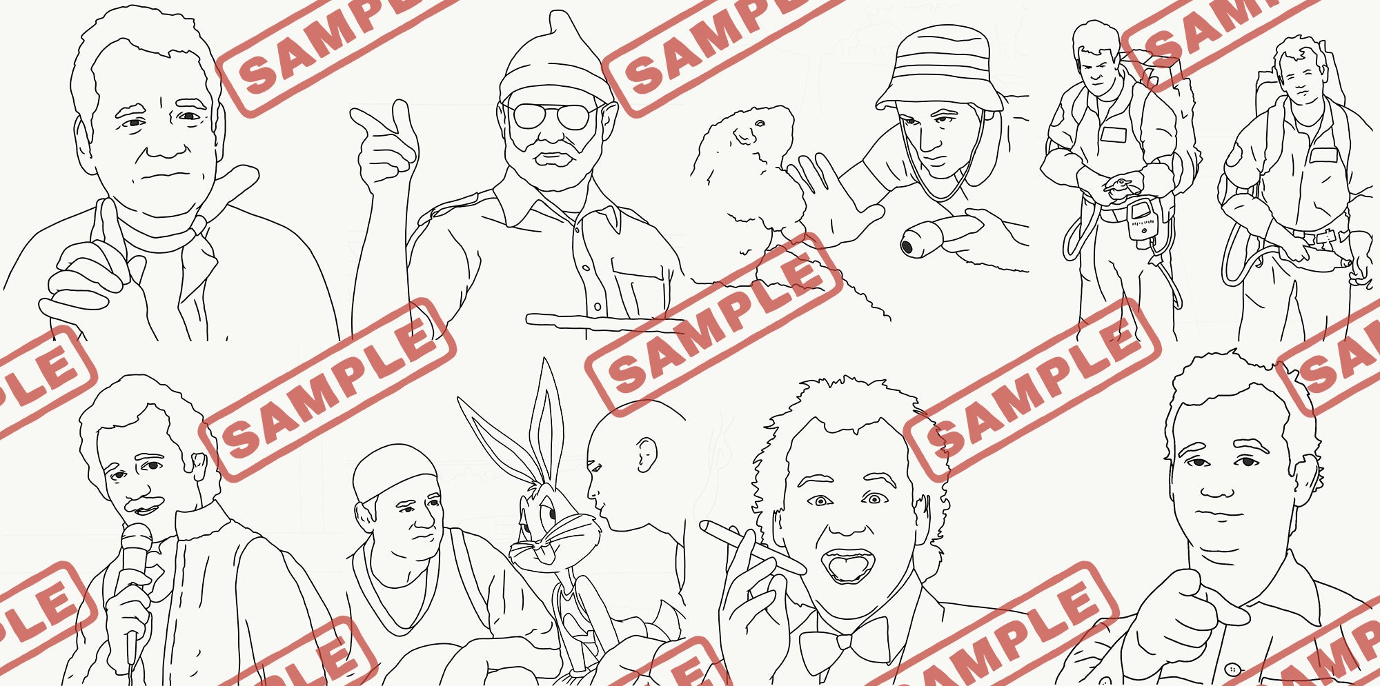 BILL MURRAY Colouring Book Instant Digital Download 8 Adult | Etsy