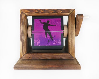 SKATEBOARD Flipbook -- Framed, Wood -- Skateboarding, Graffiti, Kick flip