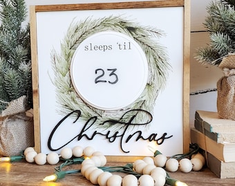 Countdown to Christmas Wood Sign, Dry Erase Christmas Countdown, Christmas Sign, Modern Christmas Countdown, Advent Calendar