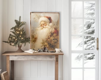 Vintage Santa Print, Santa Wall Art Framed, Framed Canvas Print, Christmas Wall Art, Christmas Mantel Decor, Christmas Sign, Framed Art