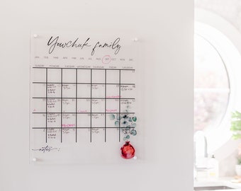 Calendario acrílico grande, Calendario de pared de borrado en seco, Calendario familiar personalizado, Calendario acrílico personalizado para pared, Calendario de pared minimalista