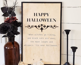 Letrero rústico de Halloween: Cuando las brujas van a caballo, decoración de madera vintage