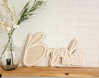 Custom Nursery Name Sign: Layered 3D Wood, Baby Room Decor