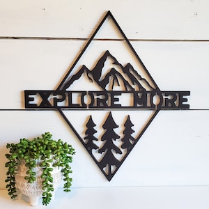 Explore More Wood Sign, Adventure Sign, Travel Wall Decor, Explore Sign, Woodland Nursery Decor, Mountain Wall Hanging, Camper Decor, Cabin