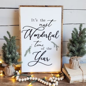 It's the most wonderful time of the year, Christmas Sign, Christmas Wood Sign, Farmhouse Christmas Decor, Neutral Christmas Decor