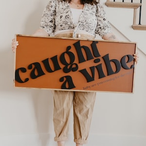 Vibes Wall Art, Caught A Vibe Sign, Boho Wall Art, Hippie Decor, Bedroom Decor, Above Bed Decor, Boho Wall Decor, Framed Wood Sign