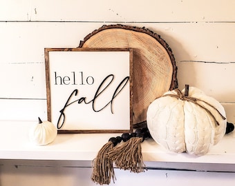 Hello Fall Wood Sign, Modern Farmhouse Sign, Fall Home Decor, Boho Fall Decor, Fall Decorations, Neutral Fall Decor, Thanksgiving Decor