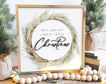 Merry Little Christmas Wood Sign: Neutral Boho Christmas Decor