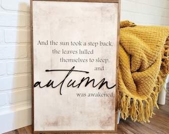 Handmade Fall Wood Sign: Autumn Quote, Framed Home Decor