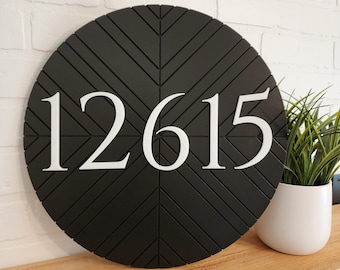 Round Address Sign, Geometric Address Sign, Round House Numbers, Modern Address Plaque, Custom Address Sign, House Number Plaque