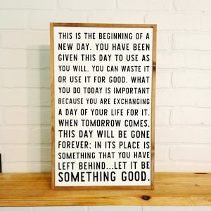 Inspirational Wood Sign, This Is The Beginning Of A New Day Sign, Home Office Wall Decor, Wall Decor Sayings, Framed Wood Sign, Wall Art