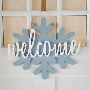 Winter Door Hanger, Snowflake Door Hanger, Snowflake Sign, Winter Door Decor, Holiday Door Sign, Winter Wreath, Winter Signs, Wood Snowflake image 1