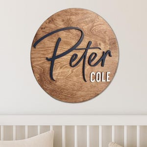 3D Nursery Name Sign - Custom Baby Name Sign - Round Wood Crib Sign - Baby Shower Gift - Personalized Nursery Wall Decor