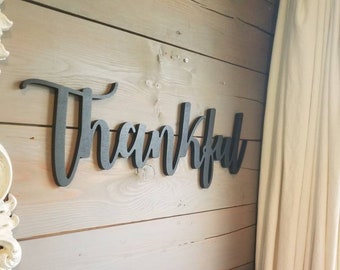 Thankful Sign, Thankful Word Sign, Farmhouse Decor, Thankful Word Cutout, Word Art, Thankful Wood Sign, Fixer Upper Decor, Farmstyle