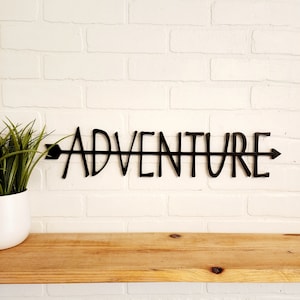 Adventure Sign, Arrow Wall Decor, Adventure Word Cutout, Travel Wall Decor, Playroom Wall Decor, Wood Words