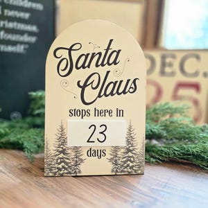 Christmas Countdown Sign, Advent Calendar Alternative, Sleeps Until Santa Sign, Neutral Christmas Decor, Christmas Sign, Santa Countdown
