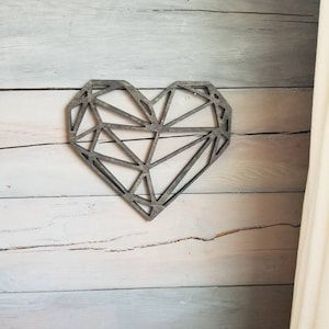 Heart Sign, Wood Heart Sign, Love Decor, Love Wall Art, Bedroom Sign, Wedding Decor, Valentine's Day Decor, Geometric Sign