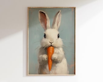 Osterhase Druck, Ostern Wandkunst, Oster Kunstwerk, Cottagecore Kunstdruck, Frühling Wandkunst, Osterkunst, druckbare Wandkunst, Digital
