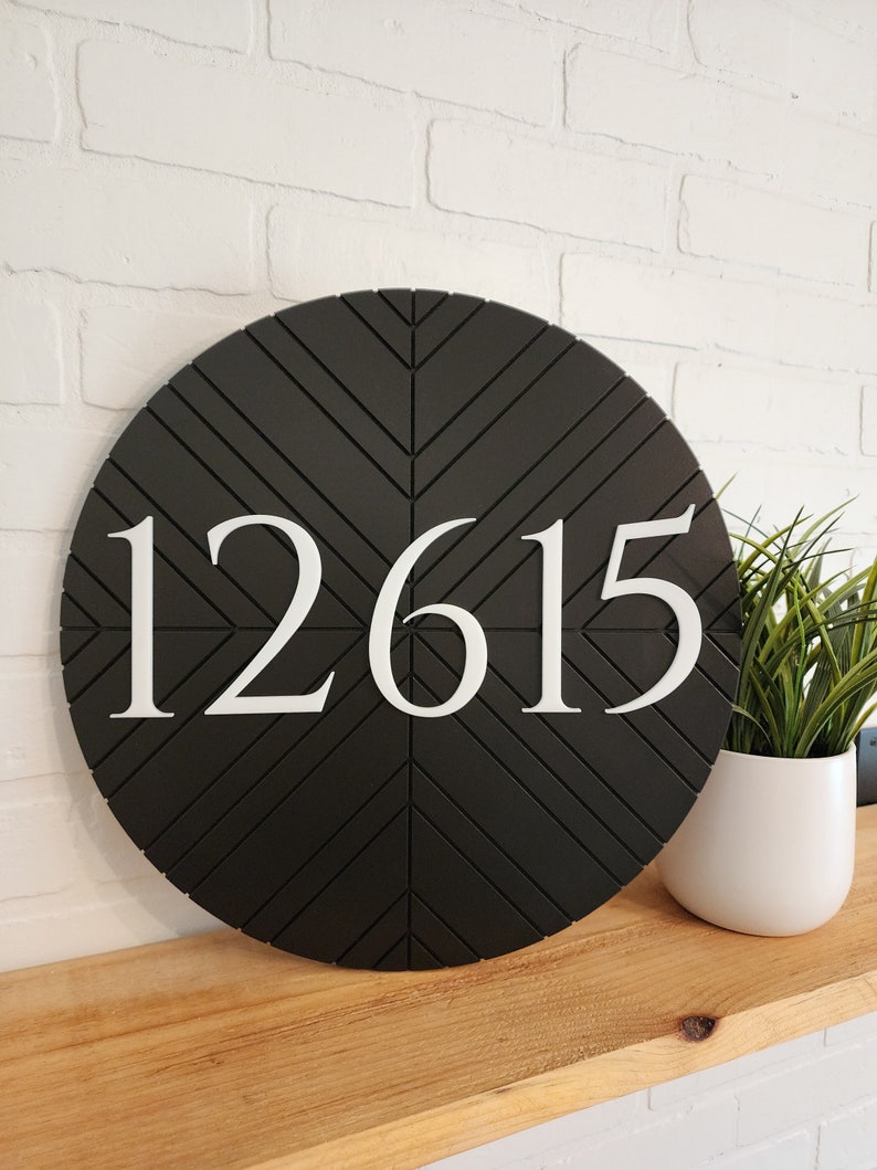 Round Address Sign, Geometric Address Sign, Round House Numbers, Modern Address Plaque, Custom Address Sign, House Number Plaque image 1