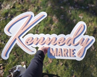 Custom Wood Name Sign: Layered Nursery Decor