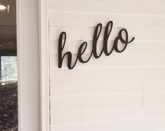 Large Wood Hello Sign, Entryway Decor, Housewarming Gift
