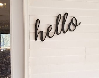 Large Wood Hello Sign, Entryway Decor, Housewarming Gift