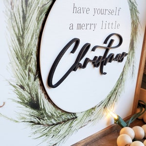 Have yourself a merry little Christmas, Wood Christmas Sign, Christmas Decor, Neutral Christmas Sign, Boho Christmas Decor, Rustic Christmas image 3