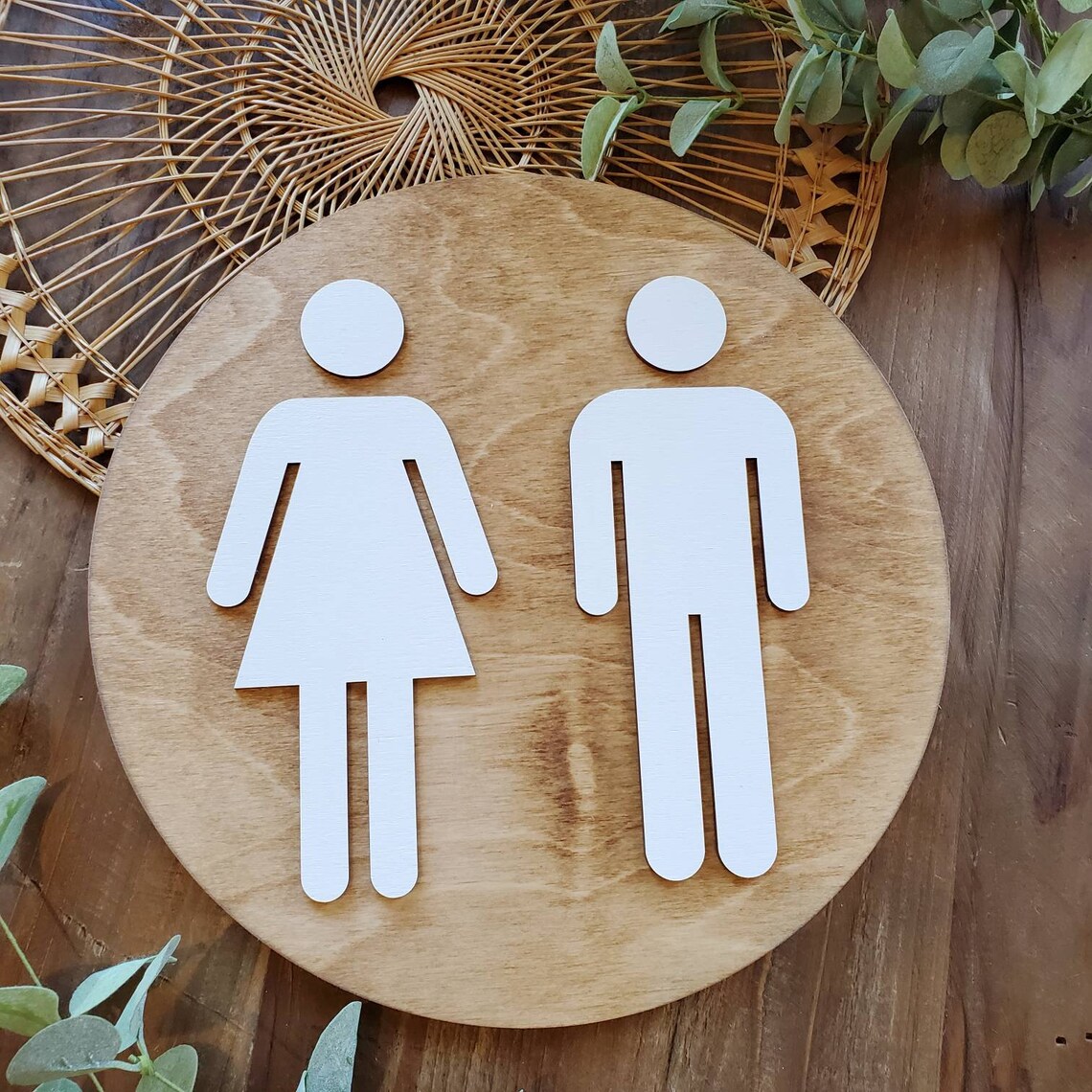 Bathroom People Sign Bathroom Decor Round Bathroom Sign - Etsy