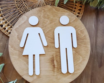 Bathroom People Sign, Bathroom Decor, Round Bathroom Sign, Modern Farmhouse Bathroom Sign, Bathroom Wall Decor, Bathroom People