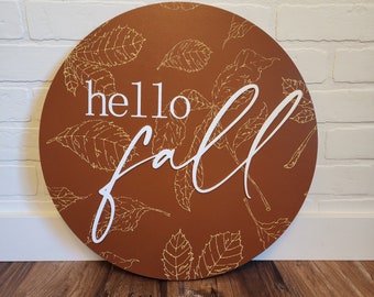 Hello Fall Door Hanger, Door Hanger For Fall, Front Door Decor For Fall, Fall Wreath, Fall Porch Decor, Fall Door Sign, Hello Fall Sign