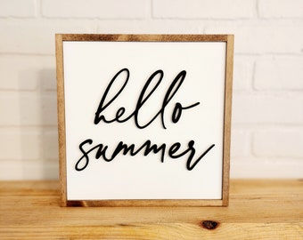 Hello Summer Wood Sign, Summer Decor, Wooden Signs, Farmhouse Sign, Hello Summer Decor, Sign For Summer, Home Decor Sign