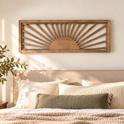 Sunburst Wall Decor,  Minimalist Wall Art, Wood Wall Art, Mid-Century Modern Sun Art, Above Bed Decor, Boho Wall Art, Sunshine Nursery Decor