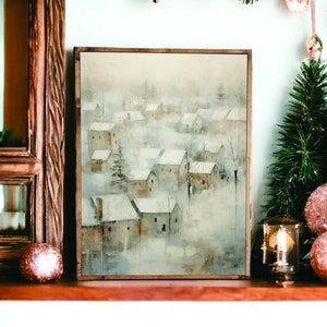 Christmas Canvas Wall Art, Snowy Winter Print, Framed Canvas Print, Christmas Wall Art, Christmas Mantel Decor, Framed Art, Winter Landscape image 1