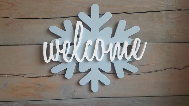 Winter Door Hanger, Snowflake Door Hanger, Snowflake Sign, Winter Door Decor, Holiday Door Sign, Winter Wreath, Winter Signs, Wood Snowflake image 3