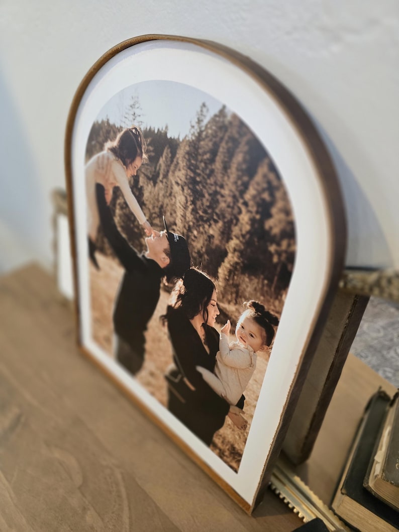 Personalized Photo Arch Wood Sign – Custom Leather Border Gift ...