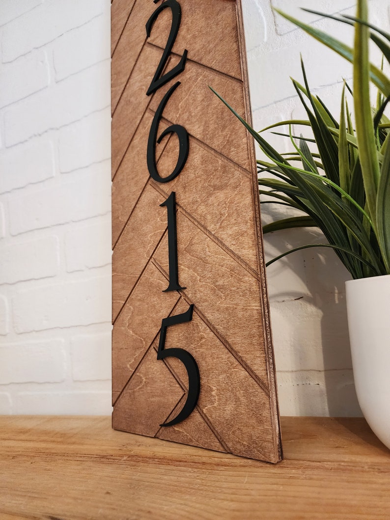 Herringbone Address Sign Modern House Number Sign House Etsy