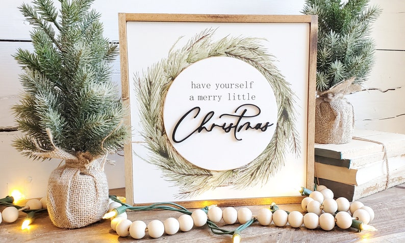 Have yourself a merry little Christmas, Wood Christmas Sign, Christmas Decor, Neutral Christmas Sign, Boho Christmas Decor, Rustic Christmas image 1