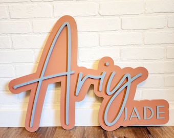 Nursery Name Sign, Baby Name Sign, Custom Wood Sign, Wooden Name Sign, Custom Name Sign, Large Name Sign For Above Crib, Layered Name Sign