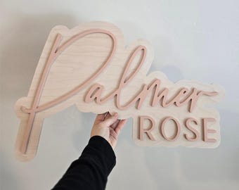 Custom Wood Baby Name Sign, Layered Nursery Decor