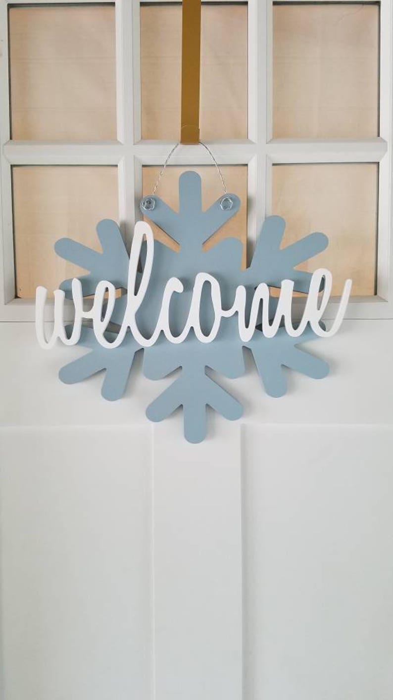 Winter Door Hanger, Snowflake Door Hanger, Snowflake Sign, Winter Door Decor, Holiday Door Sign, Winter Wreath, Winter Signs, Wood Snowflake image 1