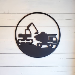 Construction Themed Wall Decor, Dump Truck Sign, Excavator Sign For Boys Room, Construction Wall Decor For Nursery Or Playroom, Wall Art
