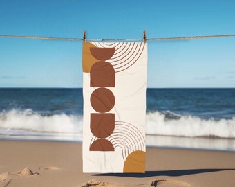 Oversized Beach Towel For Adults, Midcentury Modern Beach Towel, Boho Beach Towel,Vacation Gift, Pool Towels, Adults Beach Towel